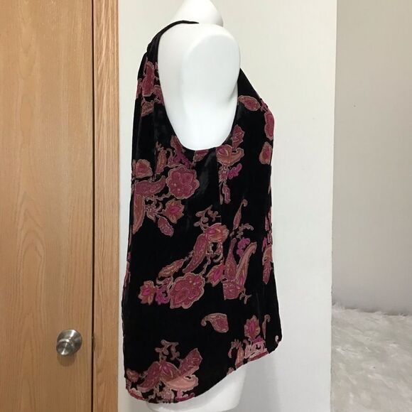 Daniel Rainn Black Velvet Burnout Floral Top New Size Medium - Picture 2 of 10